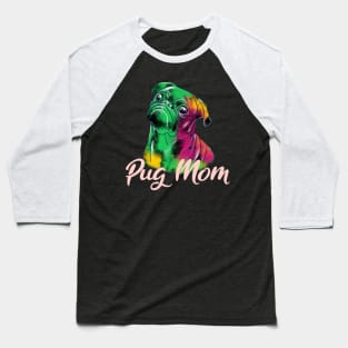 Black Pug Mom Graffiti Style Baseball T-Shirt